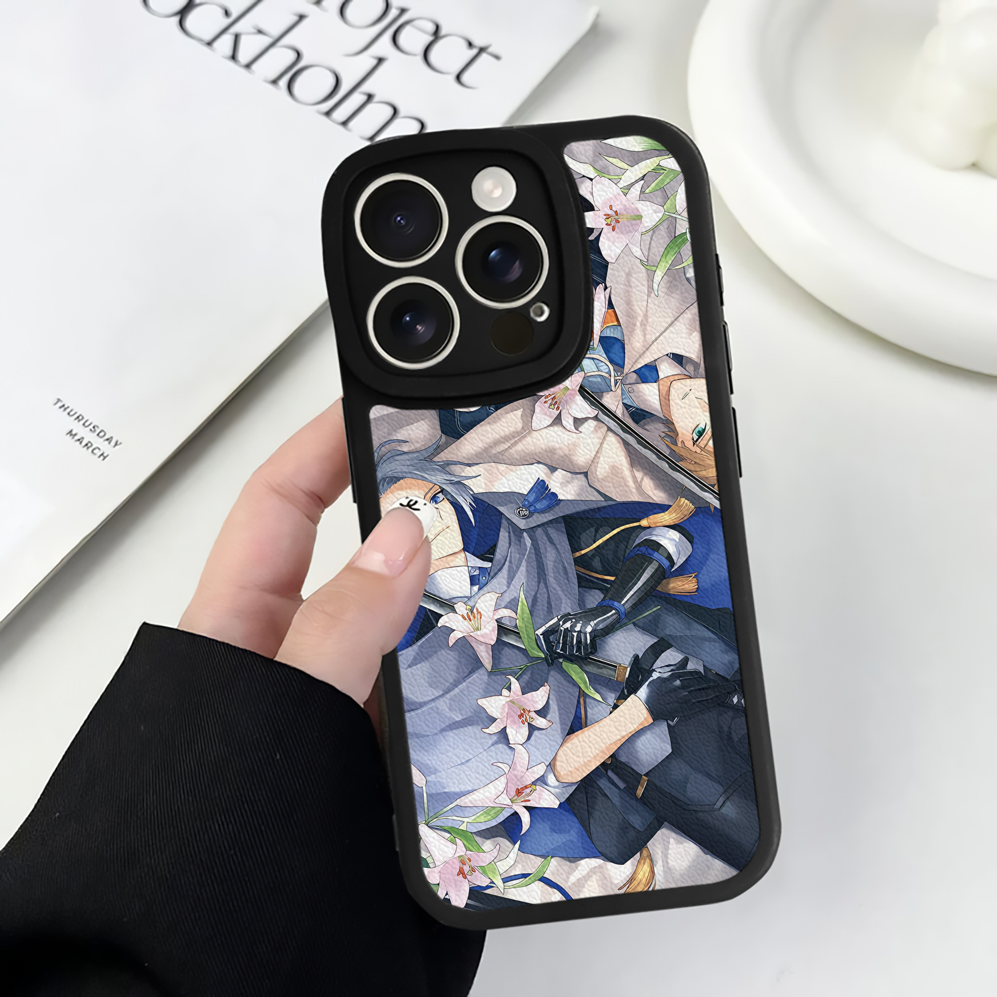 （画像用） 刀剣乱舞 Touken Ranbu 【iPhone 16シリーズ対応】シリコンスマホケース（レザー調） 材質：シリコン